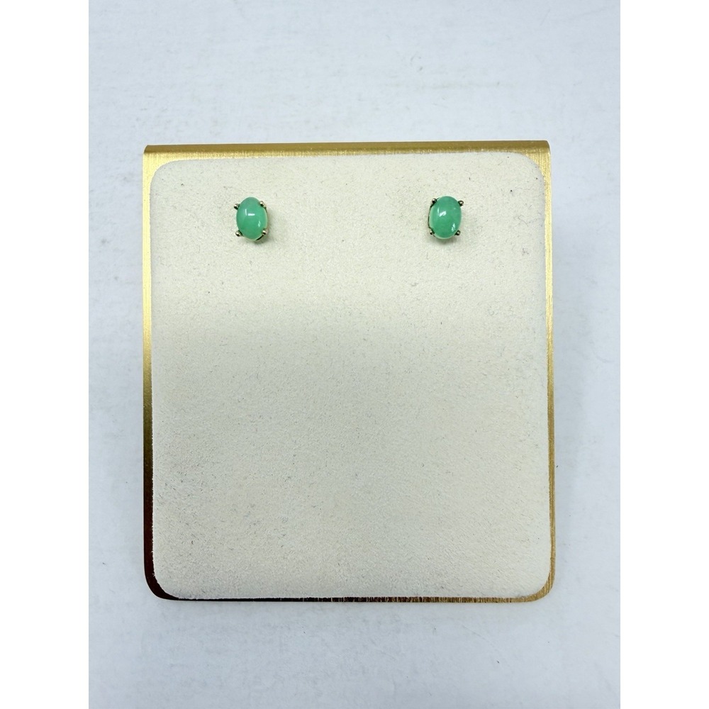 Shop LC Australian Chrysoprase 14K YG Sterling Silver Oval Stud Earrings 5621